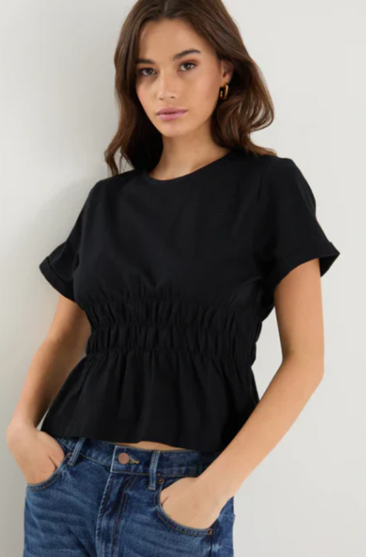 AMONG THE BRAVE - SVELTE SHIRRED TEE - BLACK