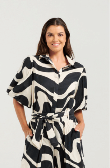 NMBR ROSE AMBER TOP - TRUFFLE PRINT - NR0006-1