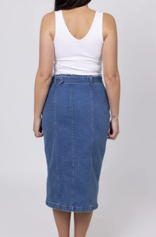 HONEY DENIM MARCO DENIM MIDI SKIRT - J75