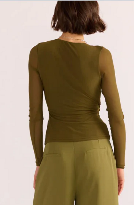 MINK PINK ELODIE MESH WRAP KHAKI