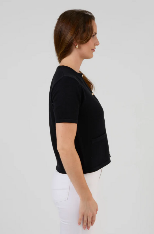 STELLA & GEMMA RUE CARDI - BLACK - SG25SS472