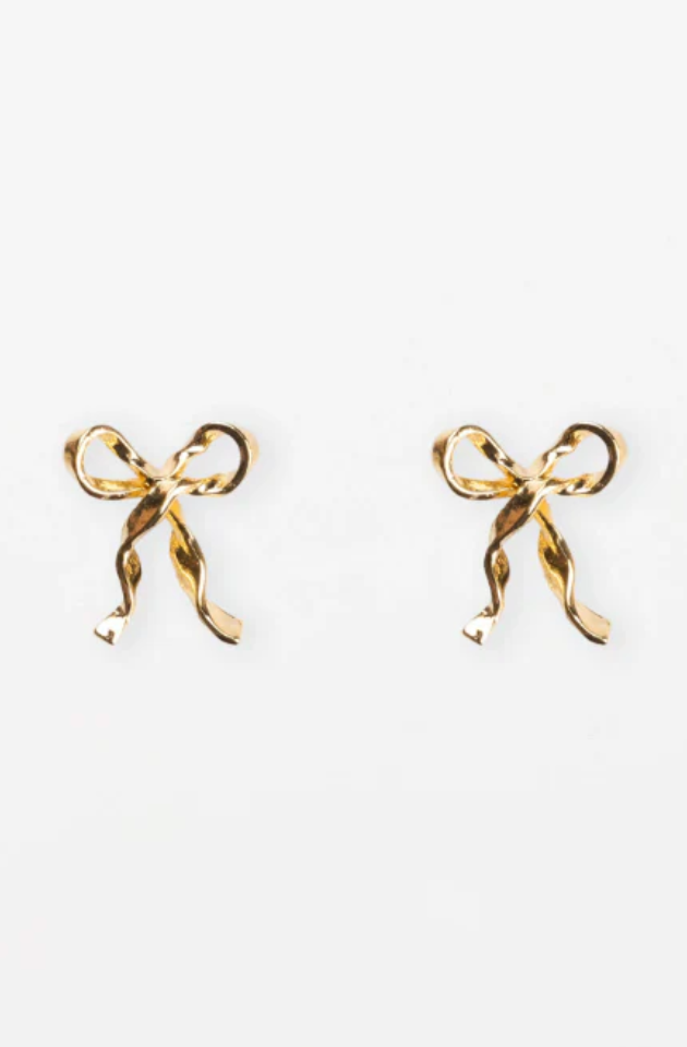 STELLA & GEMMA EARRING - GOLD RIBBON BOW - SGE8477