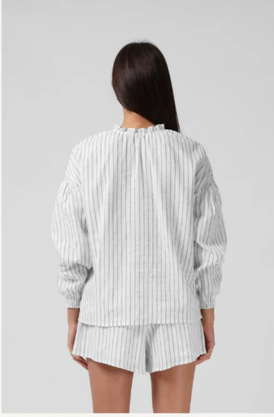 RPM MFG CLOTHING - OLIVE BLOUSE - WHITE STRIPE - 25P57B