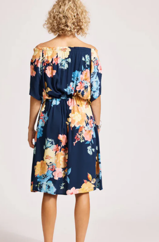 EB & IVE PARISIO BUTTON DRESS - INDIGO BLOOM - 2600917