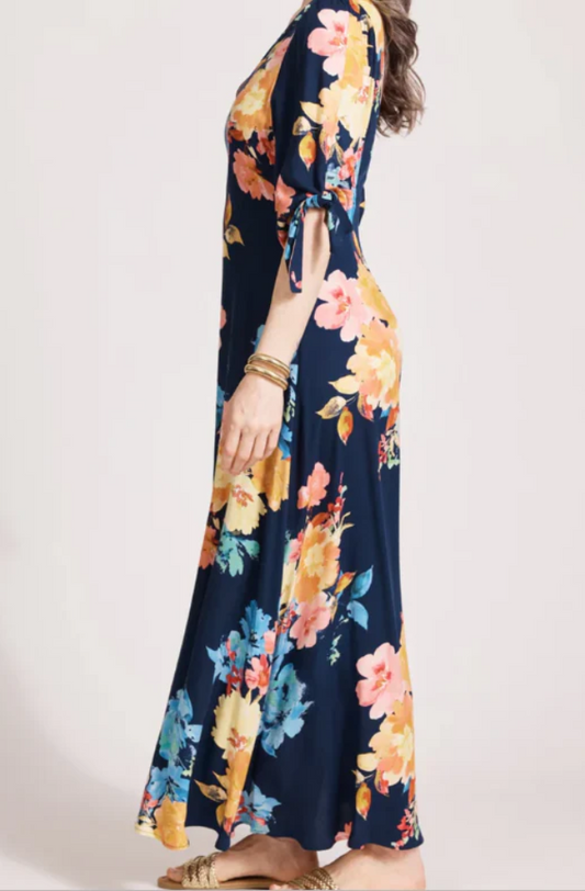 EB & IVE PARISIO TIE MAXI DRESS - INDIGO BLOOM - 2601517