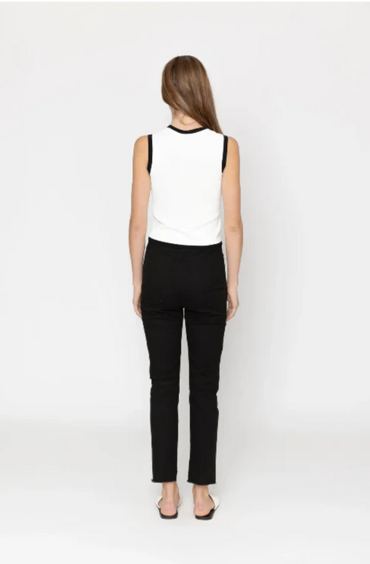 TWO BY TWO CASSIA TOP - WHITE + BLACK TRIM - kn1003