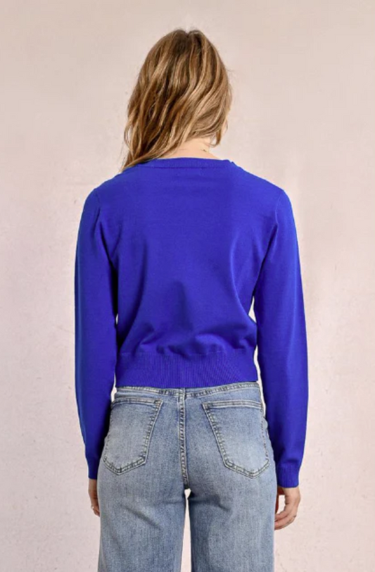 MOLLY BRACKEN LADIES KNITTED CARDIGAN - BLUE - E1725DP-BLU