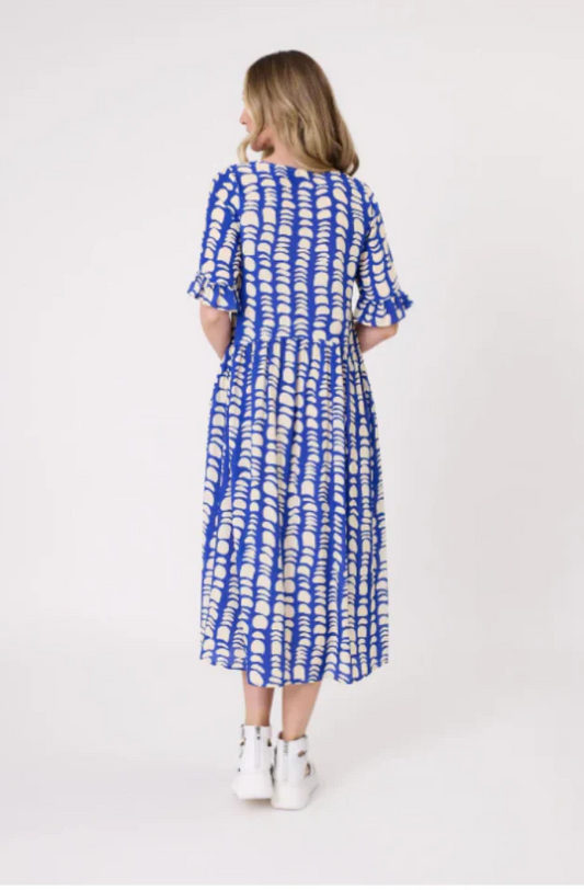 LEMON TREE DESIGN MADONNA DRESS - COBALT PRINT - 254LTDSS25