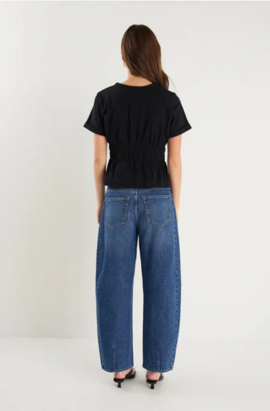 AMONG THE BRAVE - SVELTE SHIRRED TEE - BLACK