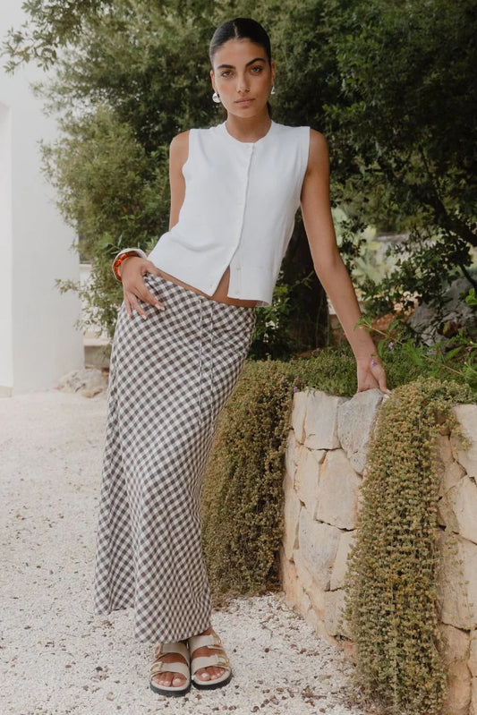 AMONG THE BRAVE - SUMMIT MAXI SKIRT - CHOCOLATE GINGHAM