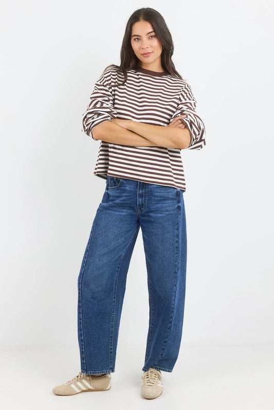 STORIES BE TOLD - UNITE L/S BINDING TEE - CHOCOLATE