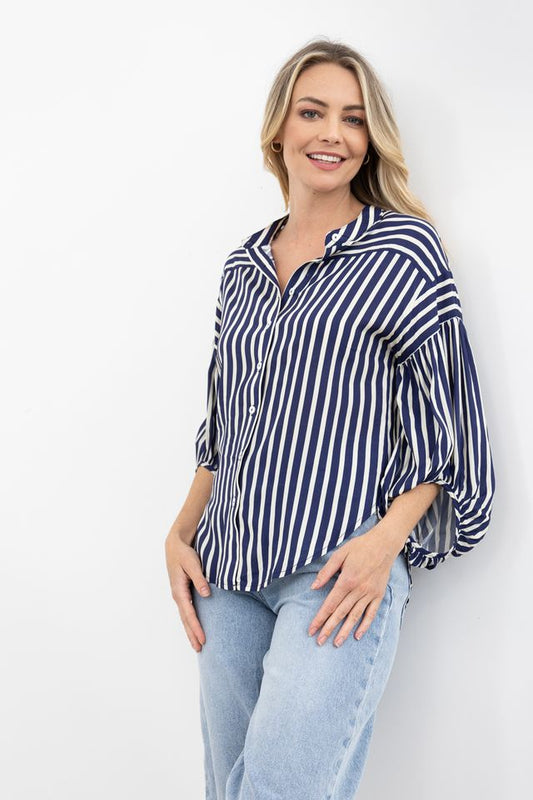 MOSS BRONTE SHIRT - BLUE STRIPE