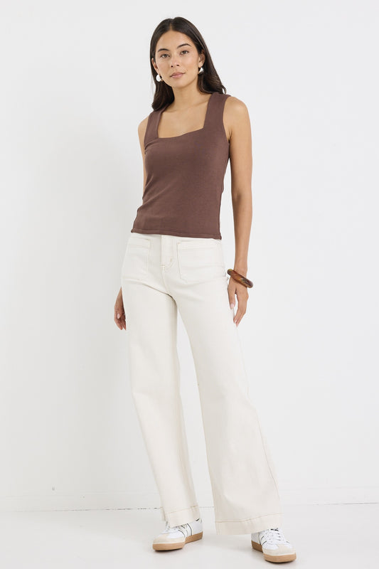 AMONG THE BRAVE - ZOEY HIGH RISE JEAN - ECRU