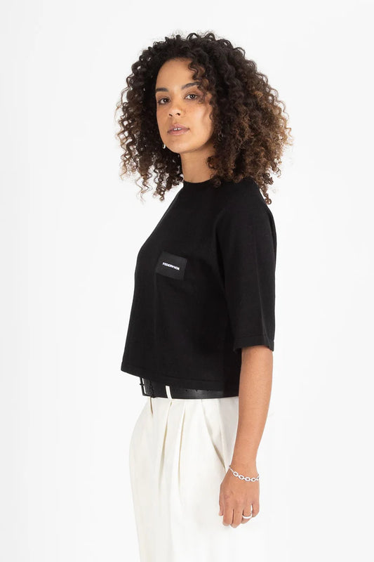 FEDERATION BADGE KNIT TOP - BLACK