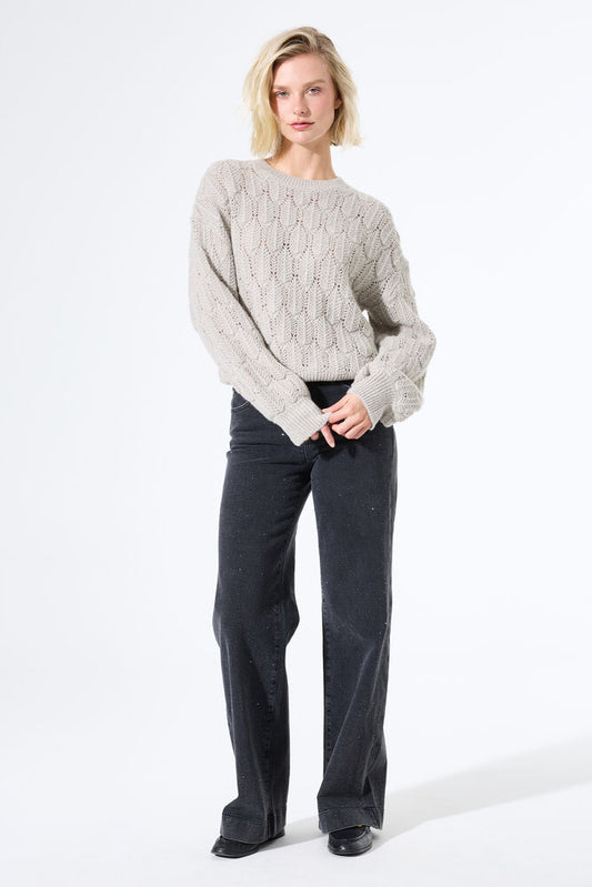 GARCIA CABLE SWEATER - FEATHER GREY