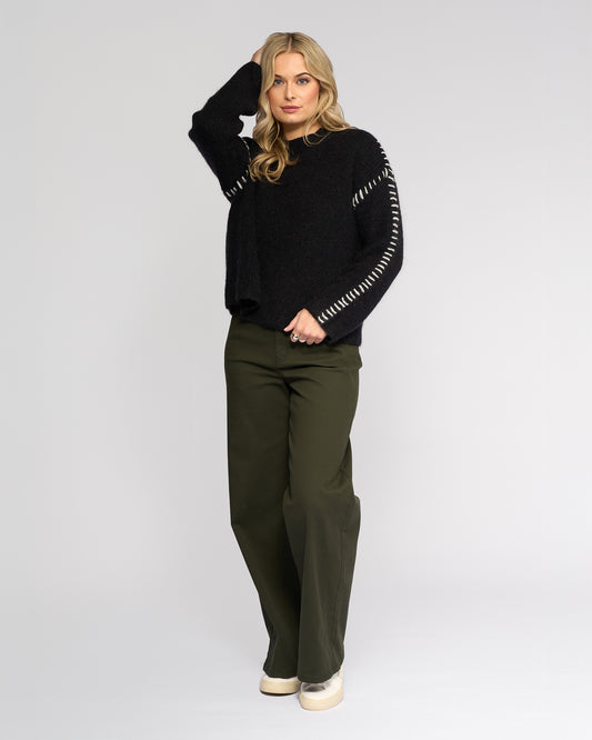 KNEWE LENNOX SWEATER - BLACK/WINTER WHITE