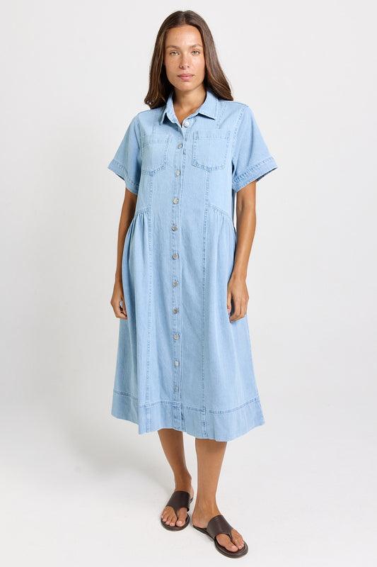 BETTY BASICS WILLOW DENIM DRESS - BLUE DENIM