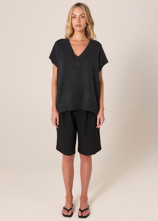 FATE + BECKER RAE V-NECK VEST - BLACK MARLE