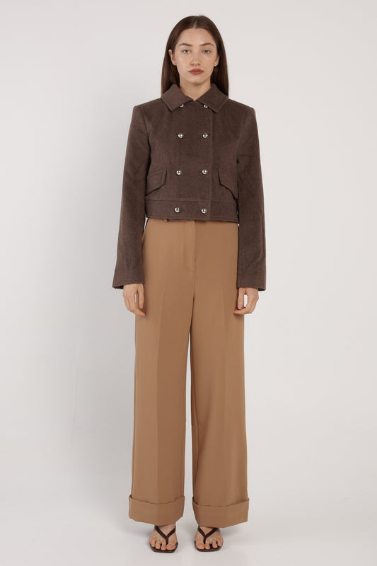 FATE + BECKER DEVYN CROPPED JACKET - CHOCOLATE BROWN