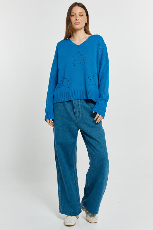 BETTY BASICS SELENE STAR SWEATER - BLUE