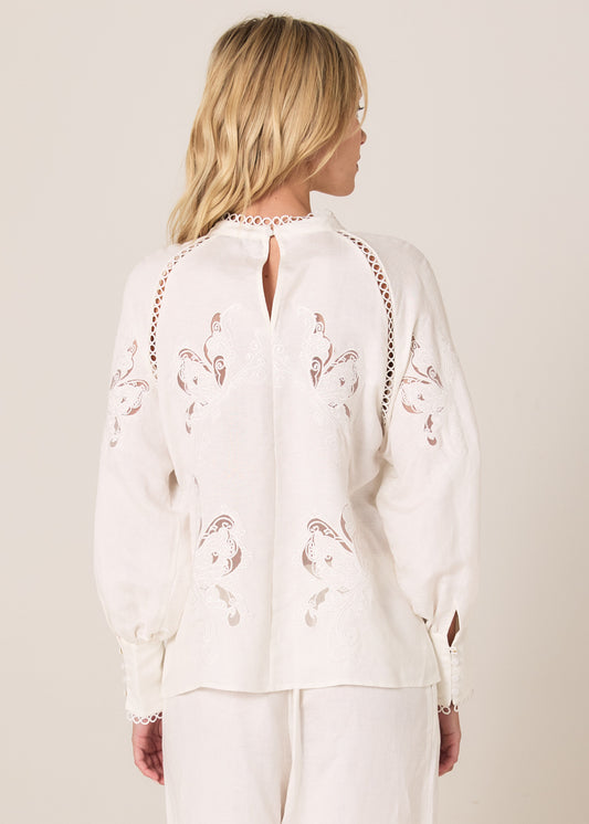 FATE + BECKER AVEN EMBROIDERED BLOUSE - WHITE