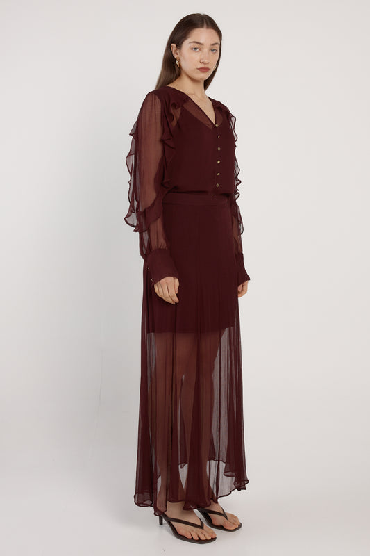 FATE + BECKER ODETTE RUFFLE BLOUSE - PLUM PURPLE