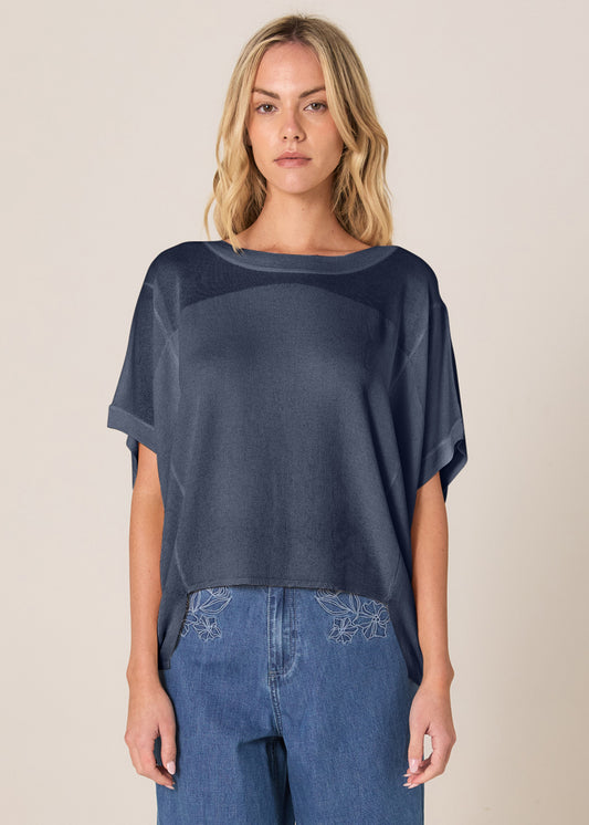 FATE + BECKER ESTHER KNIT TOP - NAVY