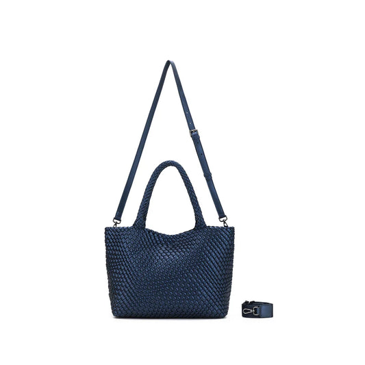 BLACK CAVIAR ST MORITZ WOVEN HANDBAG - NAVY