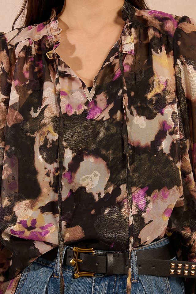 MOLLY BRACKEN WOVEN BLOUSE - BLACK CLOTILDE