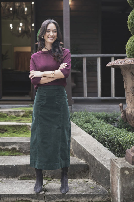 HUMIDITY LIFESTYLE VA VA VELOUR SKIRT - PINE