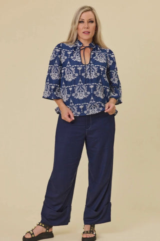 LIBERTINE THE LABEL - DEVOTION BLOUSE - INDIGO EMBROIDERY
