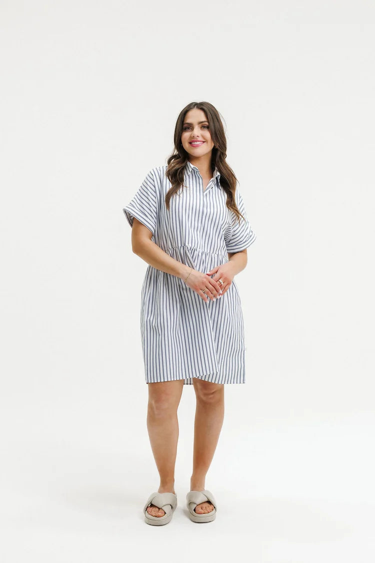 HOME-LEE LOLO DRESS - MARINE STRIPES