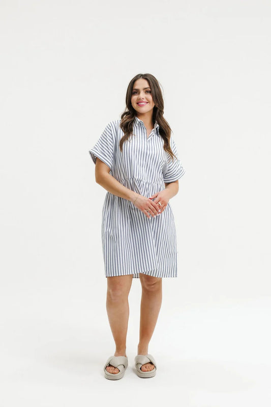 HOME-LEE LOLO DRESS - MARINE STRIPES