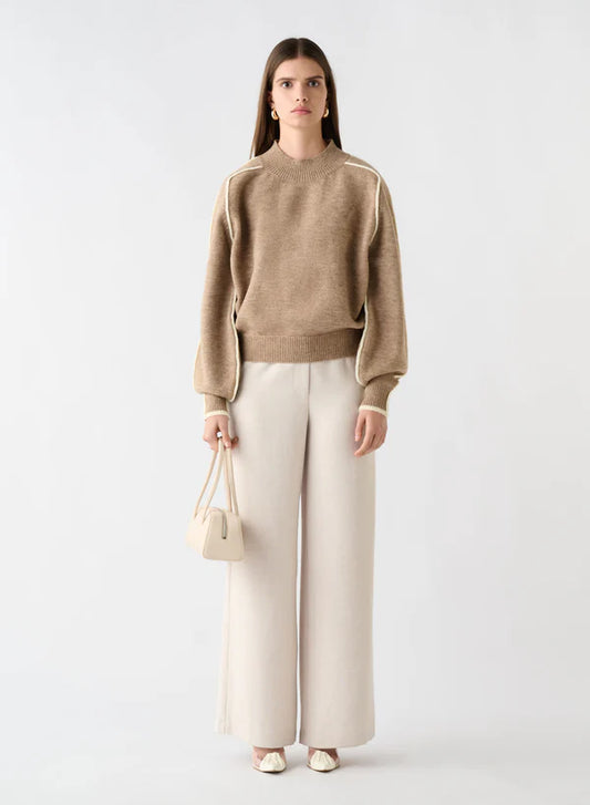 ESMAEE GETAWAY SWEATER - MOCHA / IVORY