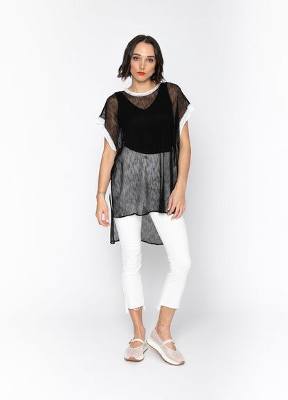 BLACKLIST LORENZA TUNIC - BLACK + WHITE TRIM