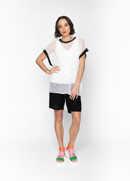 BLACKLIST LORENZA TUNIC - WHITE + BLACK TRIM