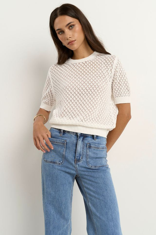IVY & JACK DAPPLE LACE TEE - IVORY