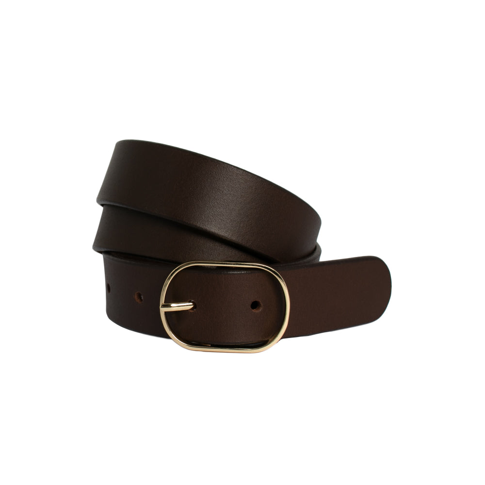 LOOP LEATHER BELT MARLA - CHOCOLATE