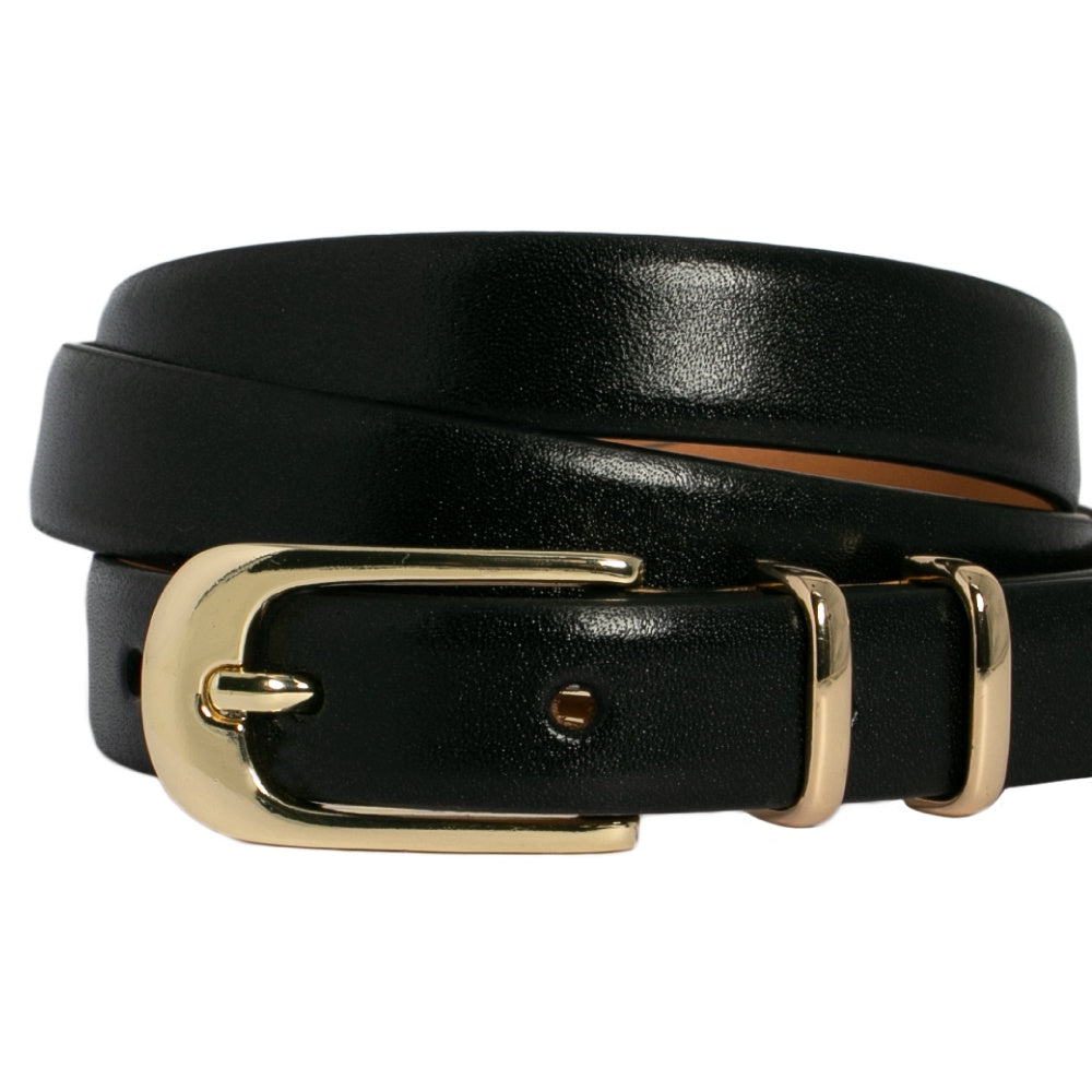 LOOP LEATHER BELT SOPHIA - BLACK