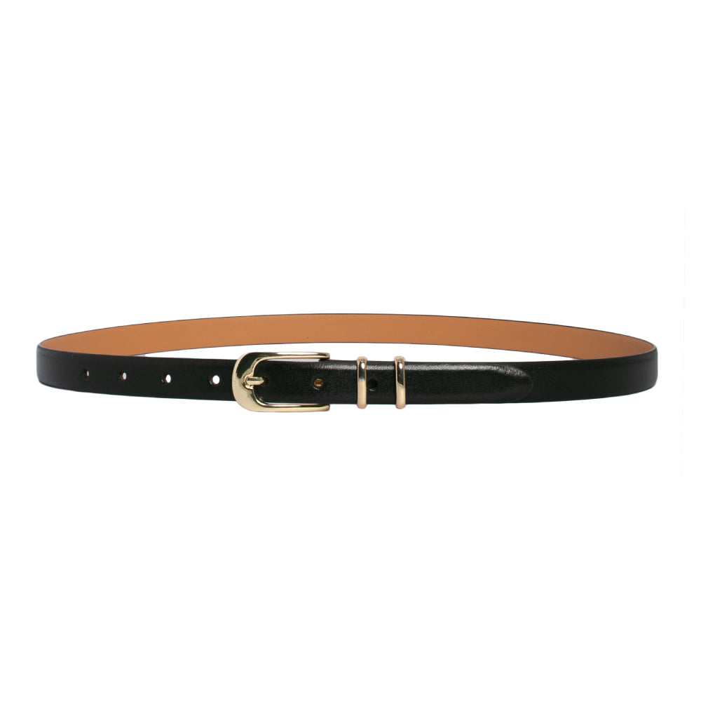 LOOP LEATHER BELT SOPHIA - BLACK