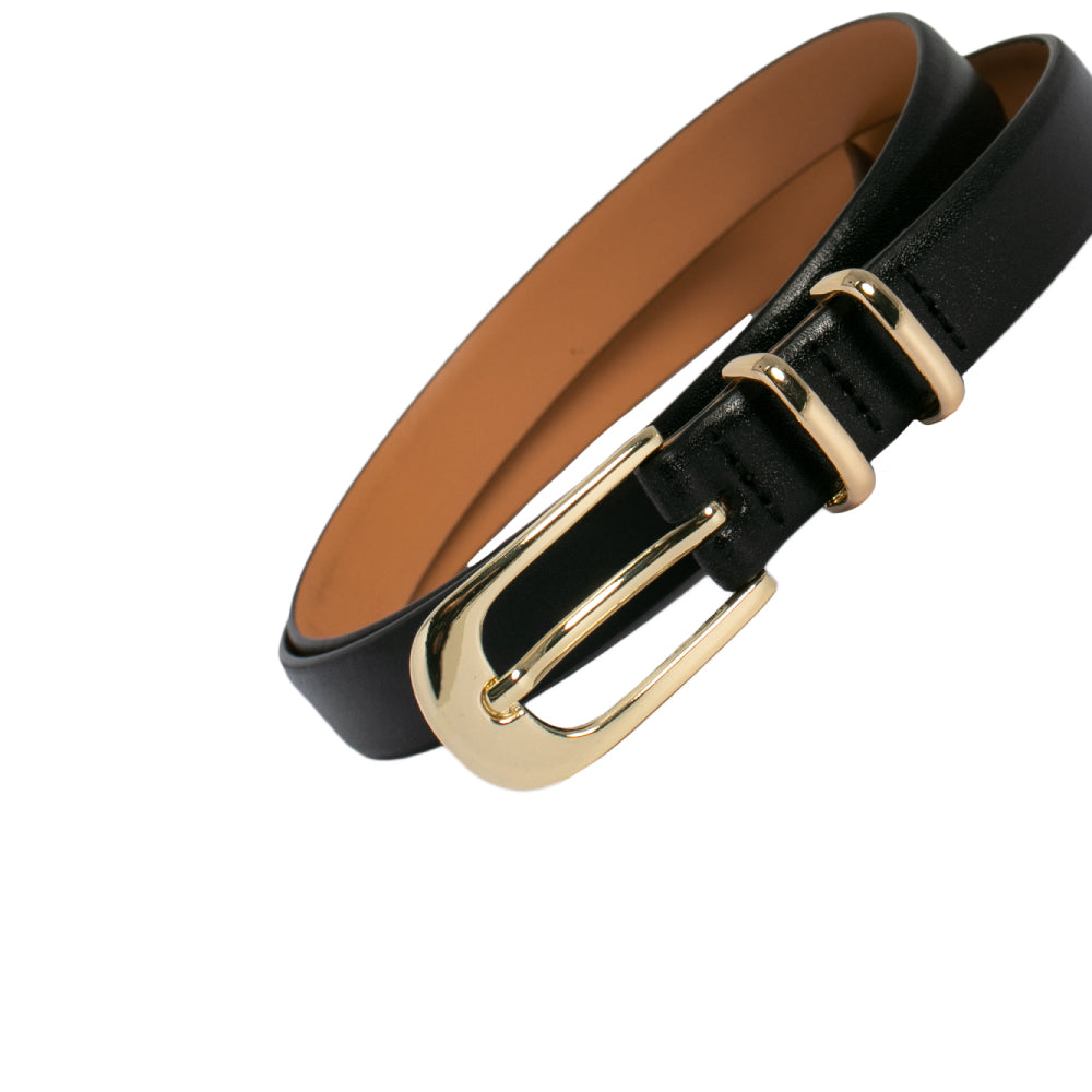 LOOP LEATHER BELT SOPHIA - BLACK