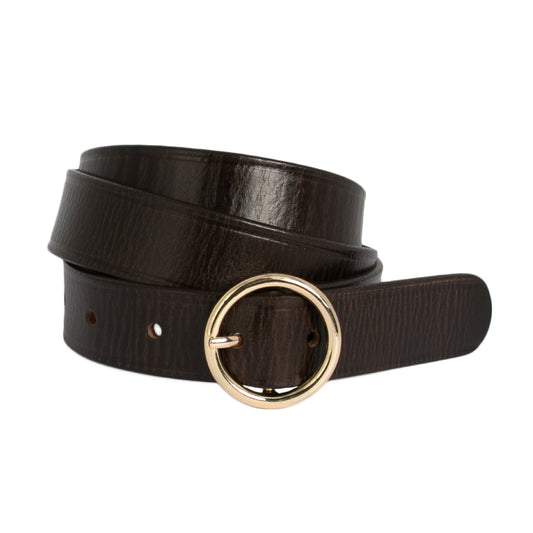 LOOP LEATHER BELT LEAH - CHOCOLATE