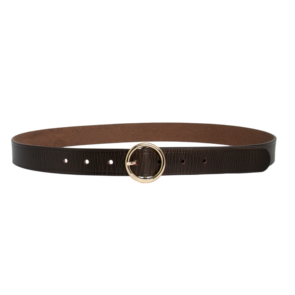 LOOP LEATHER BELT LEAH - CHOCOLATE