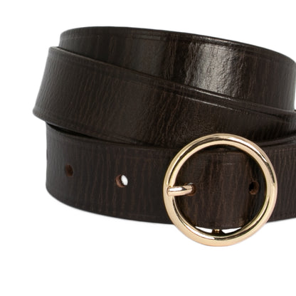 LOOP LEATHER BELT LEAH - CHOCOLATE