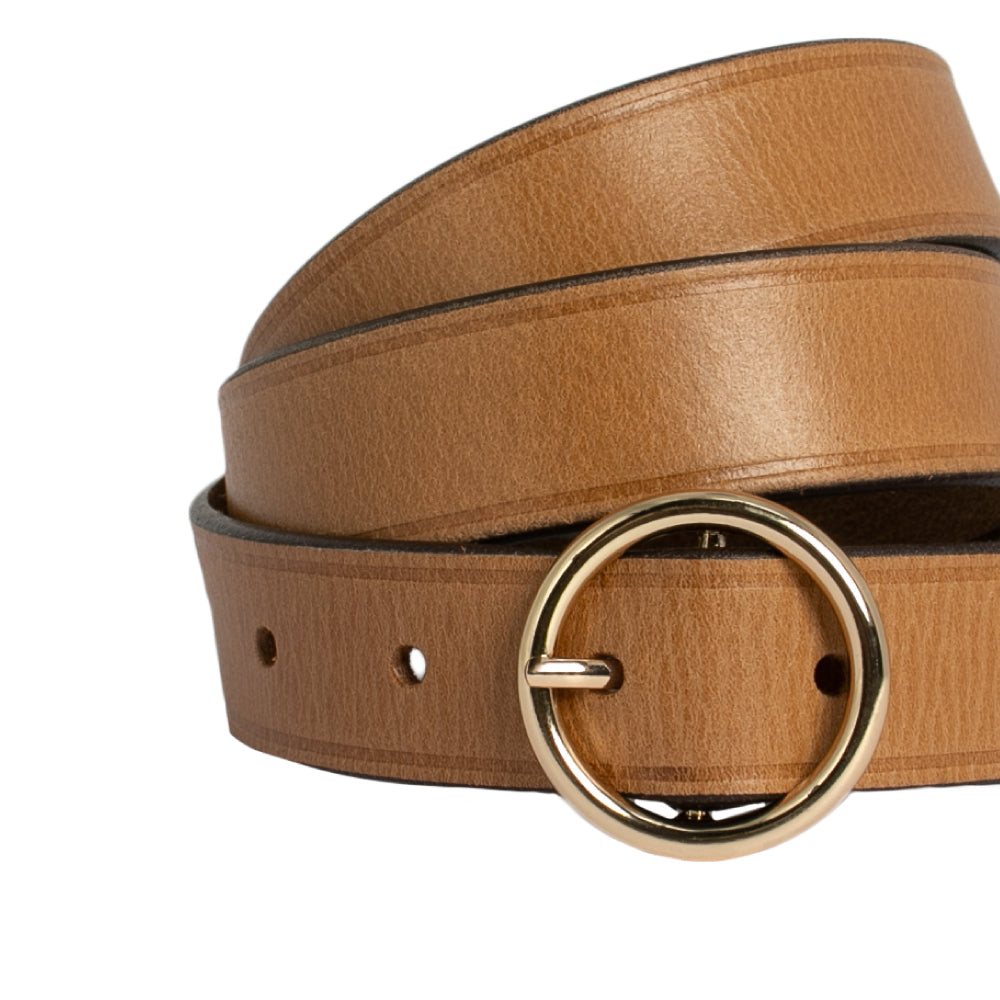 LOOP LEATHER BELT LEAH - NATURAL