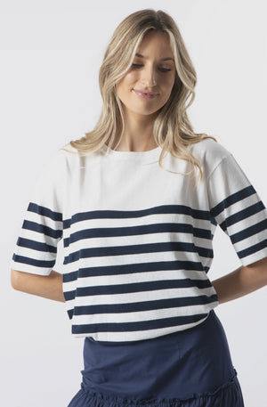 STELLA & GEMMA BALDWIN KNIT TOP - NAVY/WHITE STRIPE - ES24SS189