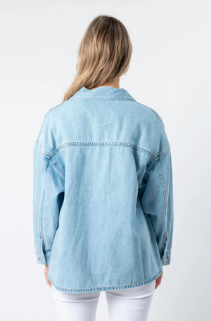 STELLA & GEMMA ZIPPY SHIRT - MID BLUE - ES24SS164