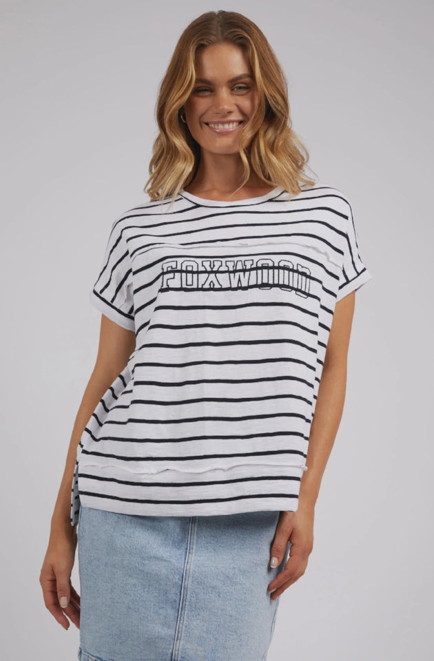 FOXWOOD THROW ON S/S STRIPE TEE - WHITE - 5543127.WHT