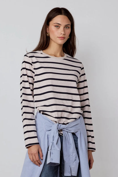 RE:UNION TETHER L/S BOXY TEE - ECRU NAVY STRIPE