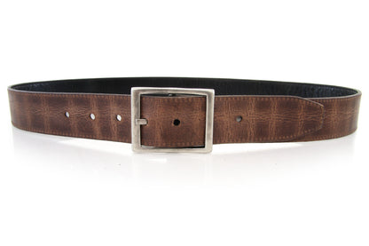 LOOP LEATHER BELT TWO FACE - BLACK TAN